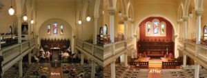Nave before and after